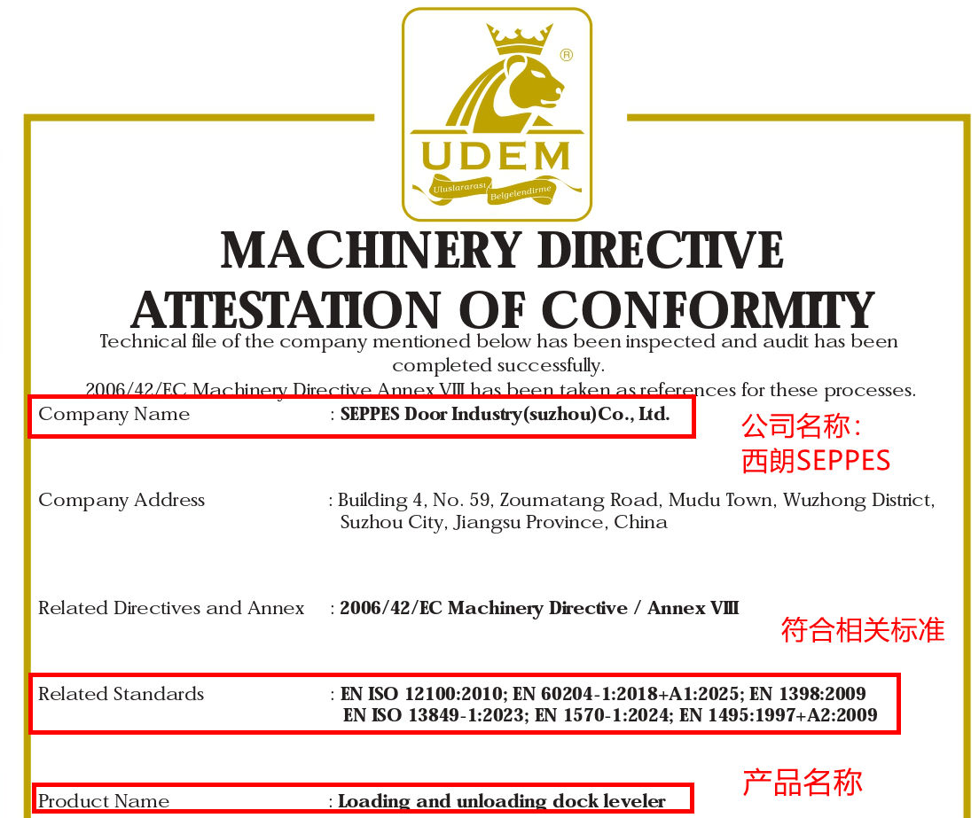 卸货平台的CE认证 卸货平台的CE认证